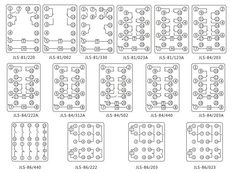 JLS-81/330靜態雙位置繼電器內部及外引接線圖(正視圖) JLS-81/330靜態雙位置繼電器內部及外引接線圖(正視圖)