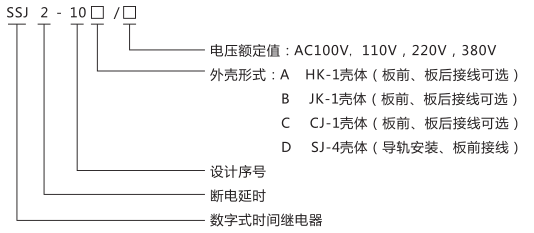 SSJ2-10A交流斷電延時繼電器型號命名及含義圖片 SSJ2-10A交流斷電延時繼電器型號命名及含義圖片