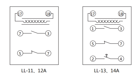 LL-13A/10繼電器內部接線 LL-13A/10繼電器內部接線