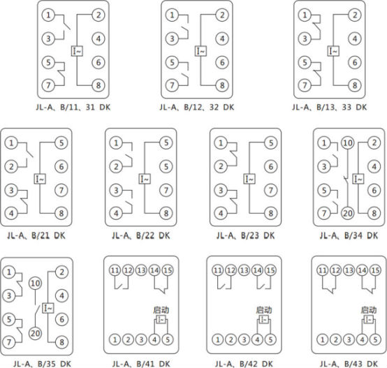 JL-A、B/42 DK無輔源電流繼電器內(nèi)部接線及外引端子圖(正視圖) JL-A、B/42 DK無輔源電流繼電器內(nèi)部接線及外引端子圖(正視圖)