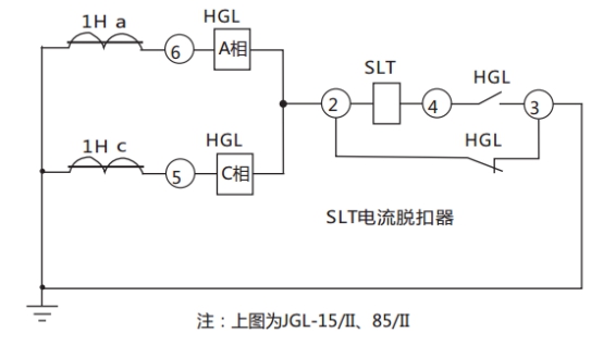 JGL-12/Ⅱ二相靜態(tài)反時(shí)限過(guò)流繼電器典型應(yīng)用接線圖