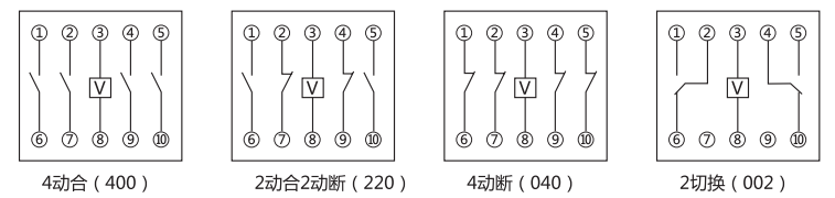 DZ-53中間繼電器內部接線圖及外引接線圖 DZ-53中間繼電器內部接線圖及外引接線圖