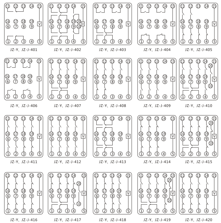 JZY(J)-416靜態中間繼電器內部接線圖及外引接線圖 JZY(J)-416靜態中間繼電器內部接線圖及外引接線圖