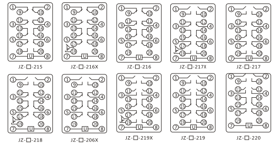 JZY(J)-17靜態中間繼電器內部接線圖及外引接線圖 JZY(J)-17靜態中間繼電器內部接線圖及外引接線圖