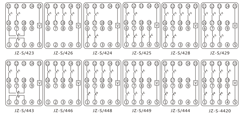 JZ-S/342靜態可調延時中間繼電器內部接線圖及外引接線圖 JZ-S/342靜態可調延時中間繼電器內部接線圖及外引接線圖