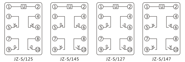 JZ-S/127靜態可調延時中間繼電器內部接線圖及外引接線圖 JZ-S/127靜態可調延時中間繼電器內部接線圖及外引接線圖