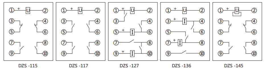 DZS-127延時中間繼電器內部接線圖及外引接線圖