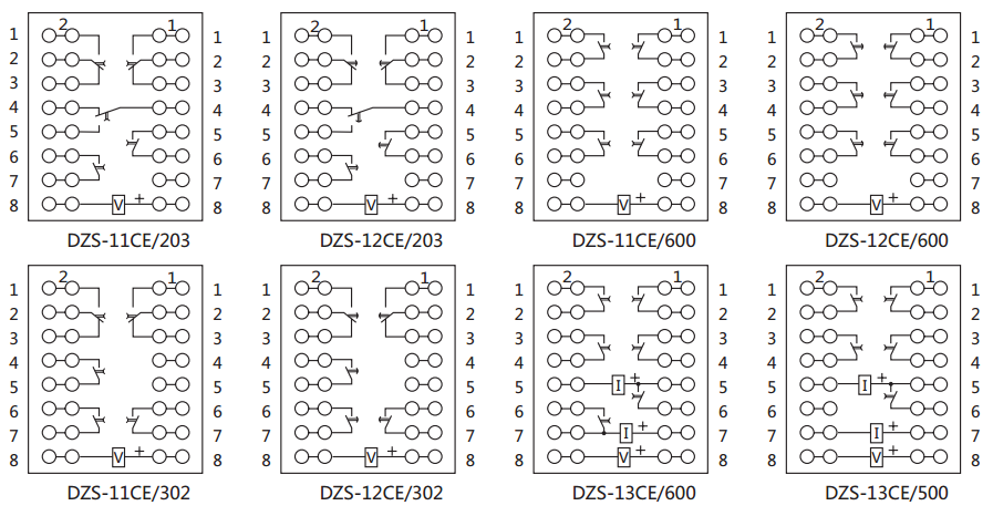 DZS-13CE/600延時中間繼電器內部接線圖及外引接線圖